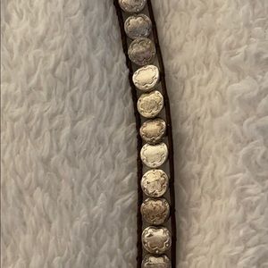 Stella & Dot signature scallop & leather bracelet